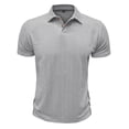 thumbnail image 4 of LJEFF Men Solid Color Short Sleeved Lapel Casual Fashion Top T-shirt, Gray, 4 of 6