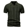 thumbnail image 1 of Chemise en Tricot pour Hommes, Col Rabattu à Manches Courtes, Design à Rayures Ajourées, Tissu Acrylique, Tenue d'Été Décontractée, Haut Léger et Respirant, 1 of 8