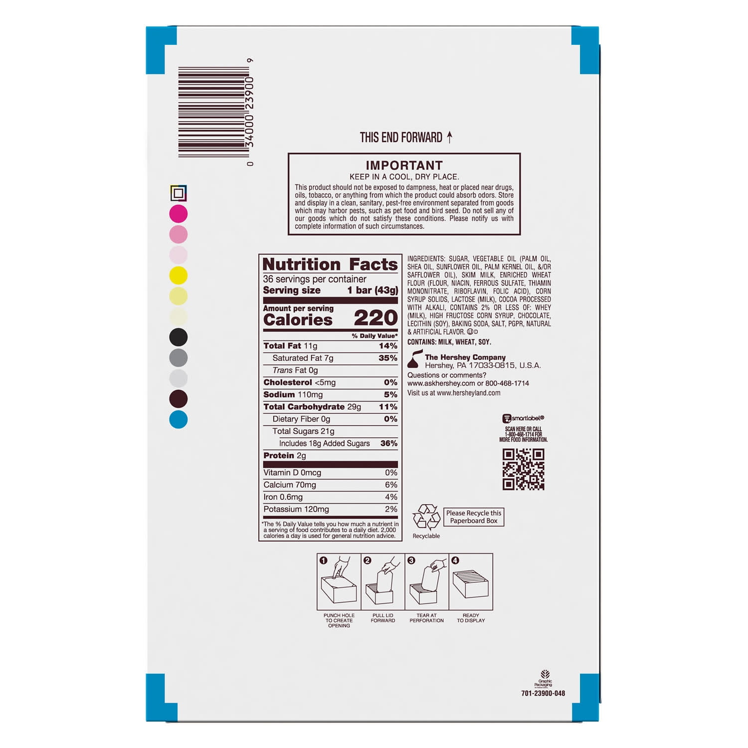 Hershey's Cookies 'n' Creme Candy, Bars 1.55 oz, 36 Count