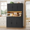 thumbnail image 4 of Hiphuta 72" Tall Kitchen Pantry Storgae Cabinet with RGB LED, Hutch Cabinet with Charging Station and Adjustable Shelves for Dining Room, Black, 4 of 8