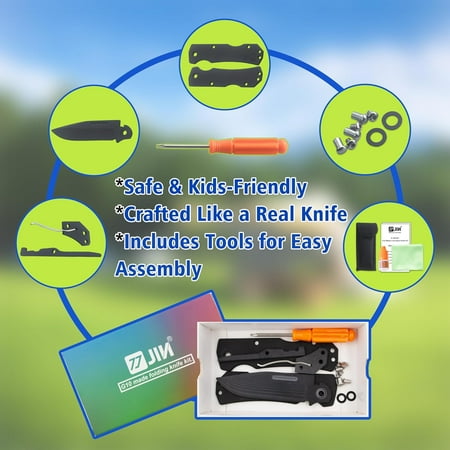 DASAW-Alpha Kids Pocket Knife Safe Toy Knives Dull G10 Blade Folding EDC DIY Making Kit Fake Knife Black G10 Blade Handle Camping Tool