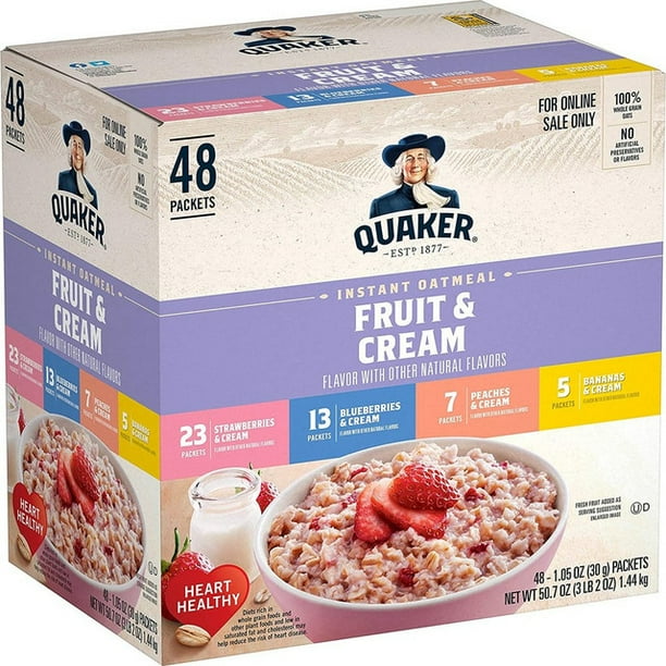 Quaker Instant Oatmeal, Fruit and Cream 4 Flavor Variety Pack ...