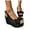 Black, variant on Women's Bow Wedge Sandals Platform Slip on Print Peep Toe Slingback Summer High Heels Pumps