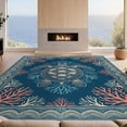 thumbnail image 2 of Design&I 5'x7' Washable Area Rug Snag-Free, Skid-Resistant Turtle Nautical Boho Coral Motif Minimalist Lobster Ocean Themed Refined for Dining Room, Under Table, Home Office, 2 of 7