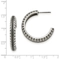 thumbnail image 2 of Stainless Steel Polished and Antiqued Post Hoop Earrings - Measures 30.5mm Wide 5mm Thick, 2 of 2