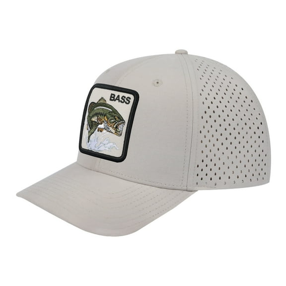 Unisex Embroidered The Bass, 6-Panel Microfiber Laser hole Trucker Hat, Beige/Beige, Adjustable Fit