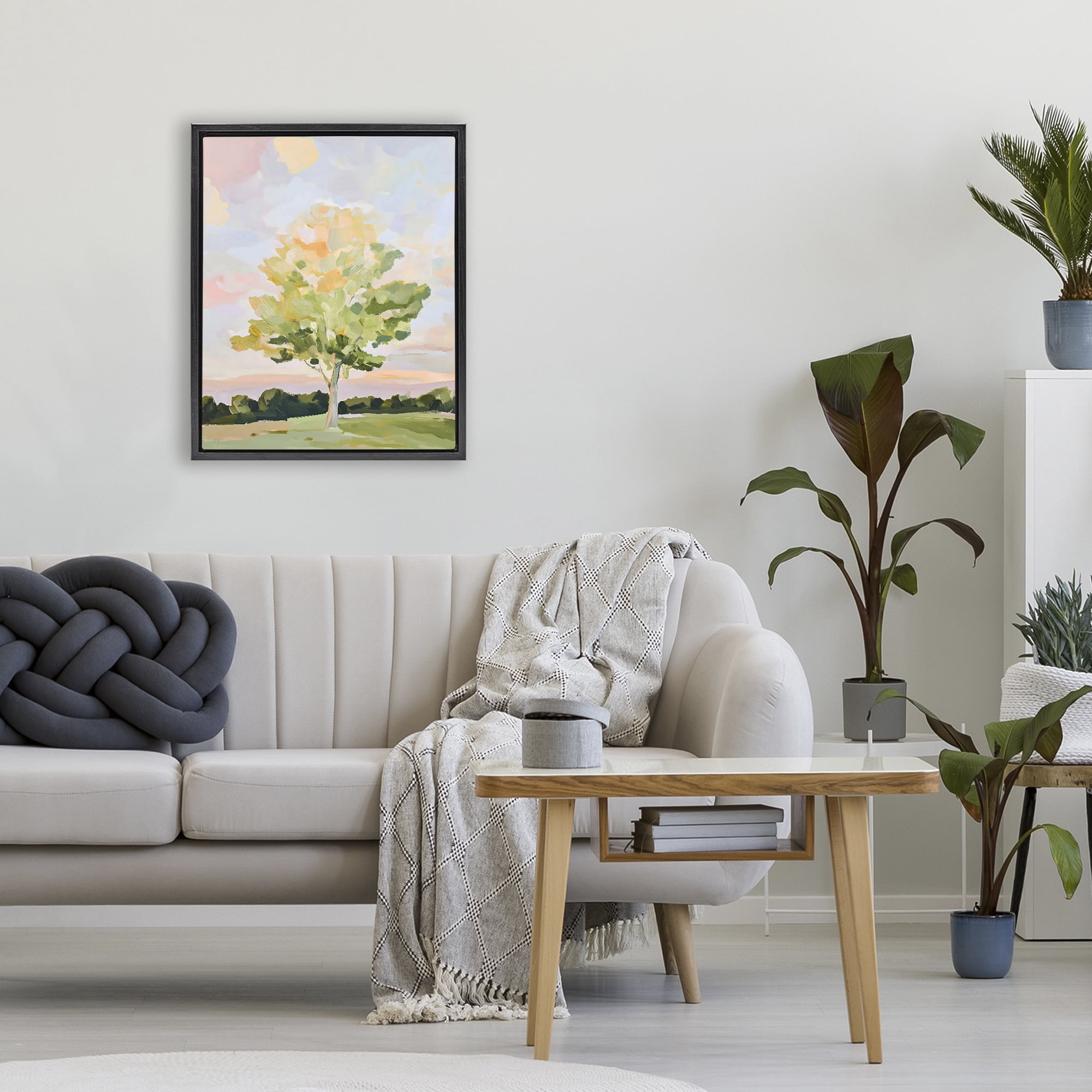Stupell Industries Sunlit Tree Landscape Impression Black Framed Floater Canvas Wall Art, design by The Prints Vibe