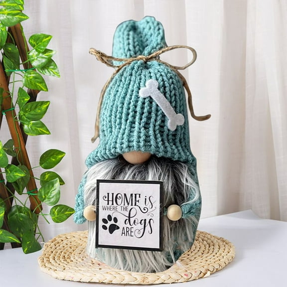 Dog Sign Gnomes Plush, Dog Decorations for Home & Office, Handmade Swedish Tomte Figurine Plush Elf, Holding Warm Funny SweetSaying-Home is Where The Dogs are, Rustic Home Decor Gifts for Dog Lover