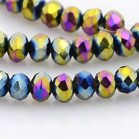 1strand Full Faceted Rondelle Glass Beads Strands Multi-color 3.5x2.5mm Hole: 1mm about 100pcs/strand 10 inch
