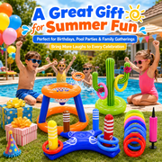 JoyStone Pool Toys Games Set, Floating Basketball Hoop Inflatable Cross Ring Toss Game Toys for Kids Adults, Summer Party Swimming Pool Water Games
