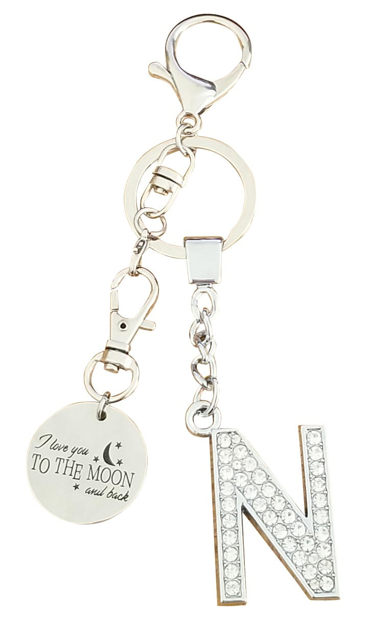 AM Landen Alphabet A "I Love you to the moon and back" Letter A Keychain 