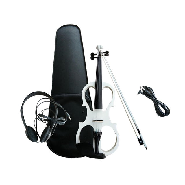Violín eléctrico silencioso Violín eléctrico 4/4 con estuche rígido Acústico de tamaño completo para Blanco