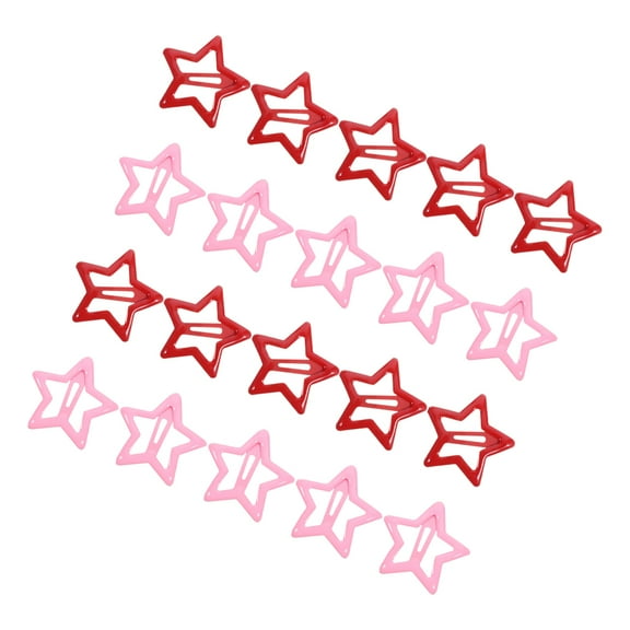 UPOUART 20Pcs Metal Star Snap Hair Clips Non Slip Cute Barrettes For Toddlers Girls Pink Red
