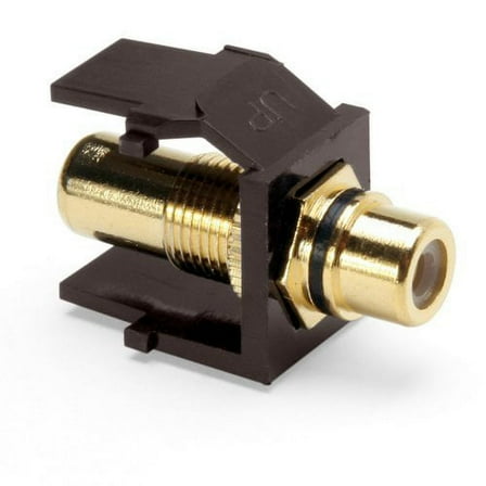 Leviton 40830-BBE QuickPort RCA Gold-Plated Connector with Black Stripe Brown