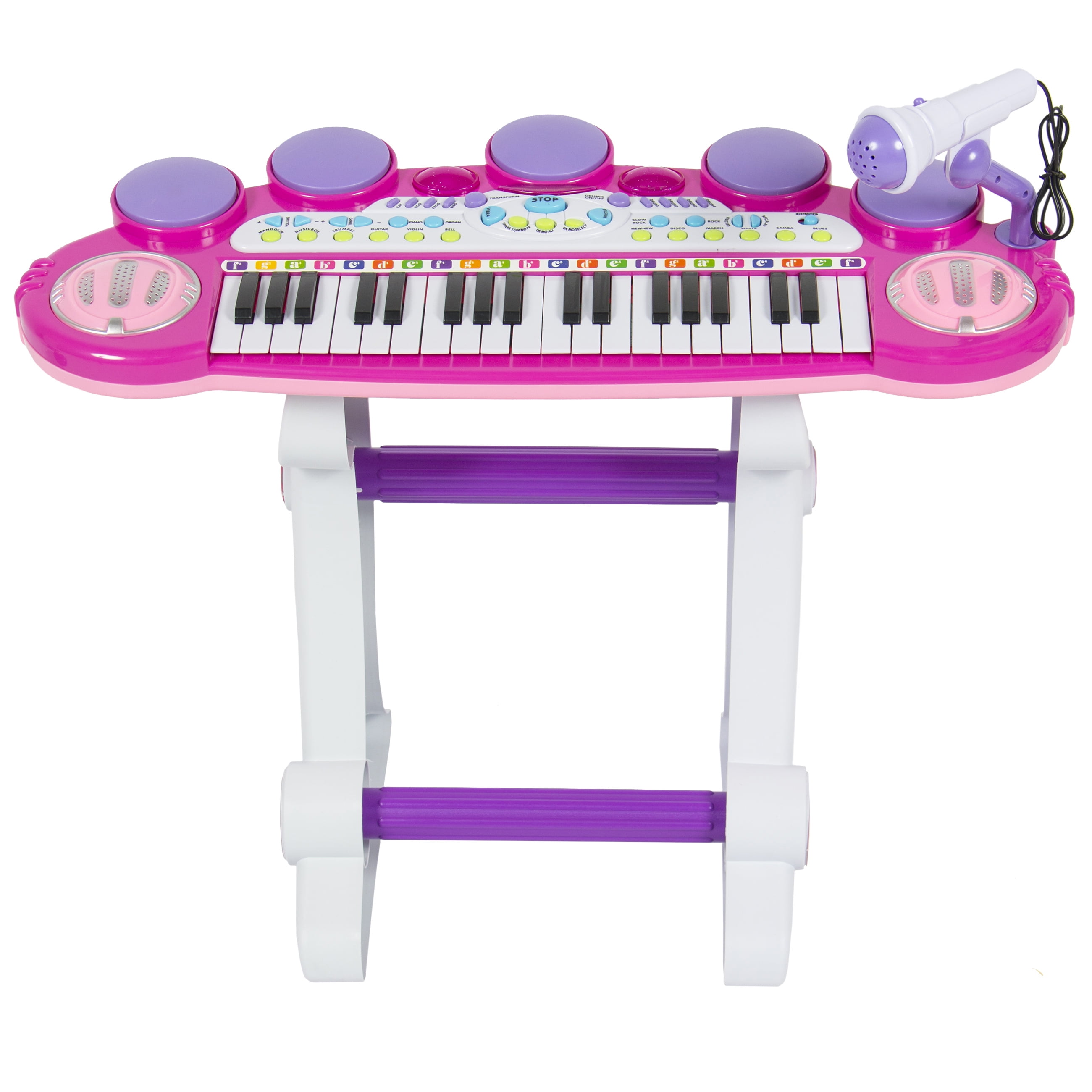 piano toy keyboard for kids birthday gift pink music instruments with microphone 24 keys