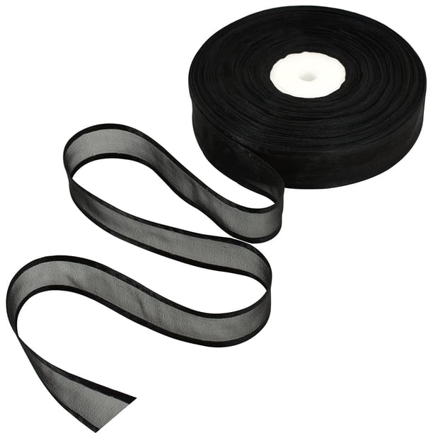 Cinta TONIFUL Organza Transparente con Borde de Satén 2.5 cm x 22.5 m Negra