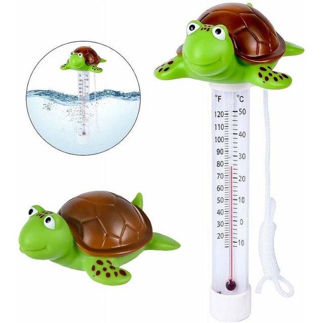 Termómetro de piscina con anillo flotante, termómetro flotante, termómetros de piscina flotantes, termómetro de agua con forma de animal de dibujos animados con cuerda para piscinas de interior y exte