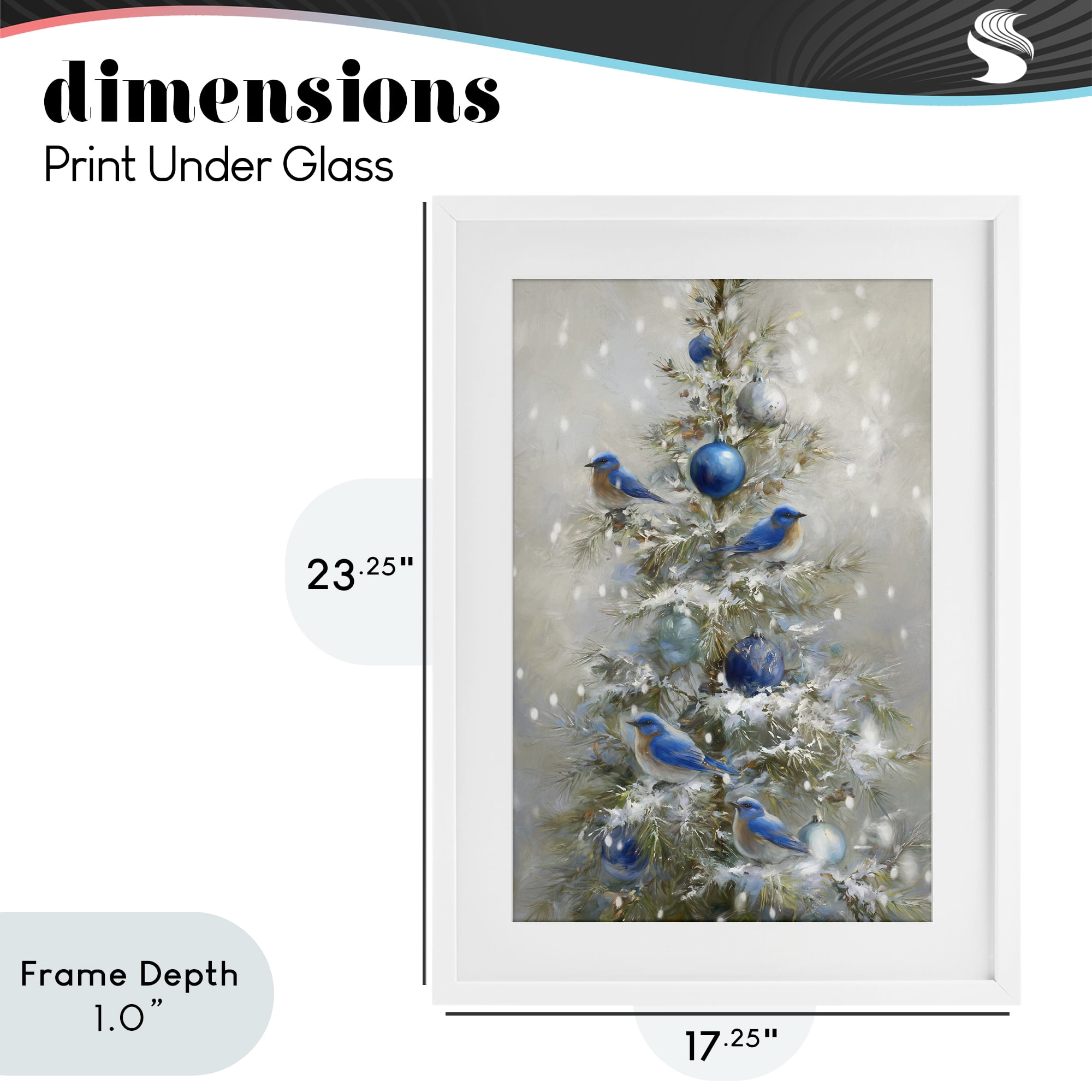 Stupell Industries Blue Bird Christmas Tree White Framed Print Under Glass, design by Tina LeCour