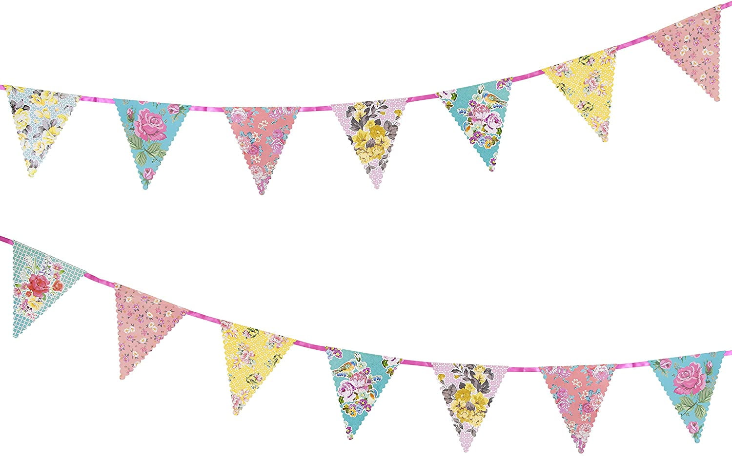 13ft Length 4M Pastel Colours Talking Tables Truly Scrumptious Tea Party Decorations Bunting Paper 