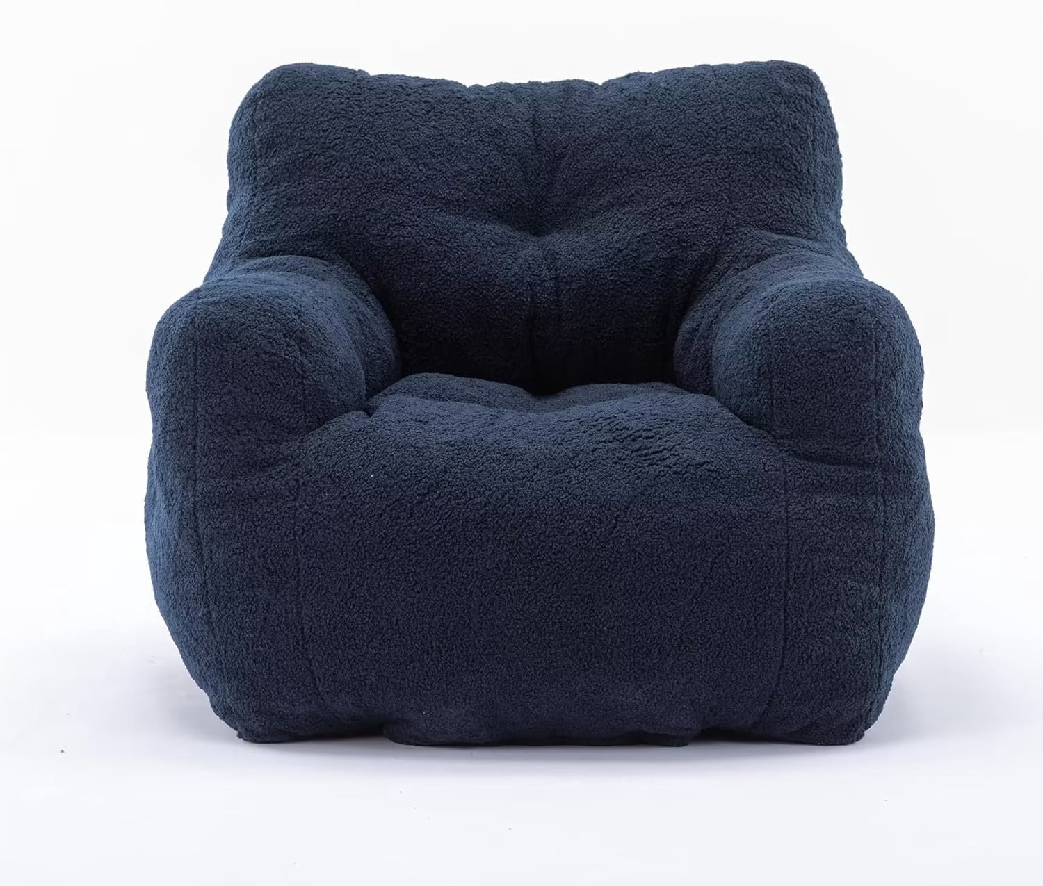 Lecut Bean Bag Chair Large Bean Bag Chair for Adults with Armrest Comfy Bean Bag Sofa with Foam Filling Fluffy Lazy Chair Soft Teddy Fabric Tufted Bean Bag for Dorm Bedroom Gaming Dark Blue