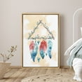 thumbnail image 2 of PixonSign Framed Canvas Print Wall Art Triangle Dreamcatcher with Red and Blue Feathers Birds Sky Illustrations Modern Art Colorful Multicolor Boho Decor for Living Room, Bedroom - 24"x36" Natural, 2 of 5
