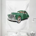 thumbnail image 1 of Antique Tapestry, Antique Automotive Old Model Nostalgia Historic Retro Car Illustration, Fabric Wall Hanging Decor for Bedroom Living Room Dorm, 5 Sizes, Forest Green White, by Ambesonne, 1 of 1