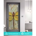thumbnail image 5 of Window Privacy Film Yellow Dragonfly Stained Glass Window Film Decorative Sun Block Window Cover Vintage Country Wooden Grain Aesthetic Window Clings Static Adhesive Sticker for Bathroom 23.6"x59", 5 of 7
