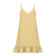 thumbnail image 6 of Summer Dresses for Women Women's And Linen Long Skirt With Thin Shoulder Straps And V-Neck Suspender Dress Yellow S, 6 of 7