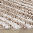 thumbnail image 3 of SAFAVIEH Rumi Barrett Striped Polyester Shag Area Rug, Ivory/Beige, 6'7" x 6'7" Round, 3 of 7
