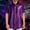 Purple, variant on Mens Sequin Shirt Short Sleeve Button Down Collared Sparkly Shirt Shiny Metallic Tshirts 70s Disco Nightclub Party