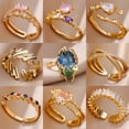 thumbnail image 2 of Zircon Heart Rings for Women Stainless Steel Gold Color Open Ring 2024 Trend Design Female Couple Wedding Waterproof Jewerly, 2 of 10