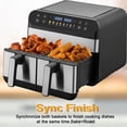 thumbnail image 4 of RJFKSN 9.5Qt Dual Basket Air Fryer, 2 Independent Large Zones Digital Airfryer Oven with Smart Finish & Match Cook, 8-in-1 Cooking Presets, Non-Stick Touch Screen Double Air Fryer, Black, 4 of 7