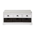 thumbnail image 3 of EUROCO 44" Storage Bench, Entry Bench Storage Bench with 3 Drawers, 3 Removable Classic Rattan Baskets, Wood Funiture for Living Room, Balcony, Gray, 3 of 7