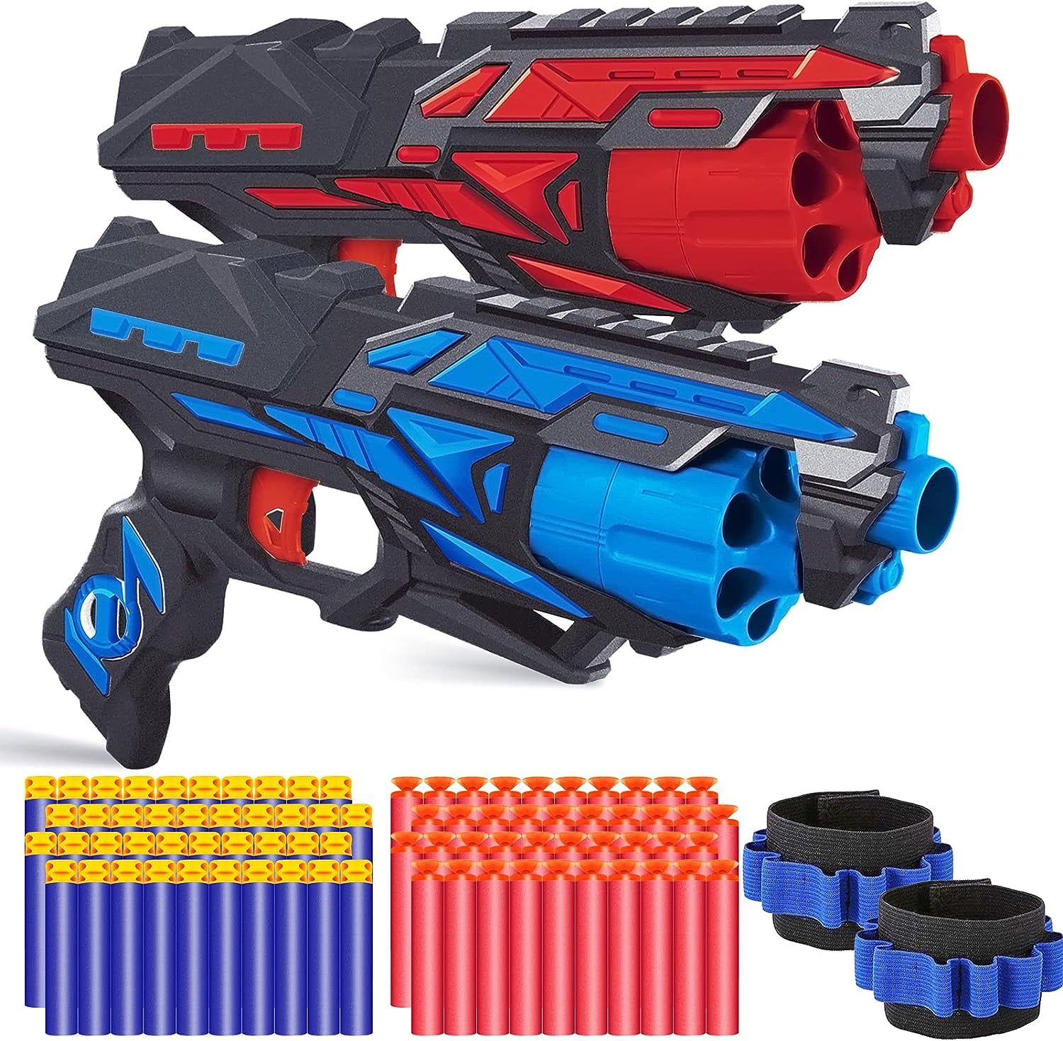 JoyX 2 Pack Foam Blaster Guns with Shooting Target, 2 Wrist Dart
