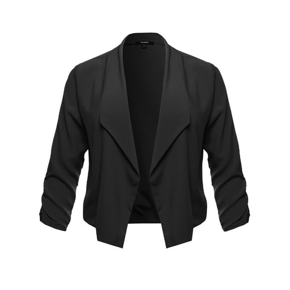 FashionOutfit Women's Plus Size Blacker Jacket with Zipper Pockets