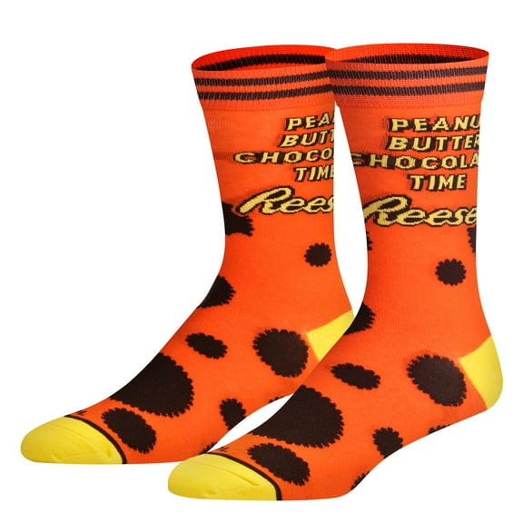 Cool Socks Reese's Crew Socks Official Peanut Butter Chocolate Themed Sock Size Large for Men &