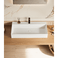thumbnail image 4 of 36" x 18" Solid Surface Wall Mount Rectangle Matte White Vessel Sink with Faucet Hole, 4 of 7