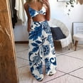 thumbnail image 2 of Ichuanyi Womens Shirts , Women Summer Bohemian Floral Print Sexy Crop Tops+Pants Wide Leg 2 Piece Set, 2 of 5