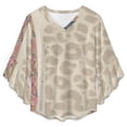 thumbnail image 4 of Beige Leopard Tribal Border Design Women's V-Neck Blouse With 3/4 Ruffled Bell Sleeves Casual Top Ladies Blouses, 4 of 7