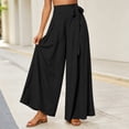 thumbnail image 5 of FchengtaiS Wide Leg Palazzo Pants for Women Summer Spring Casual High Waisted Flowy Trousers Boho Beach Vacation Belted Bottom, 5 of 7