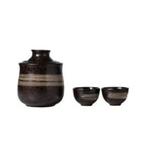 Sake Set of 4 Traditional Japanese Sake Pot Set, Hand-Painted Ceramic Porcelain Retro Hot Saki Drink Sake Bottle Wine Jug Crafts, for Hot/Cold Sake Service