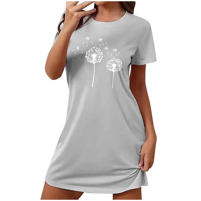 Vêtements de Nuit Grande Taille pour Femmes, Chemise de Nuit à Manches Courtes pour Femmes, Robe de Nuit Douce et Respirante, Robe Décontractée Confortable