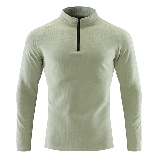 pstuiky camisas de hombre de manga larga, Camiseta deportiva ligera y transpirable de manga larga con cuello alto y color sólido para hombre Tops de hombre m