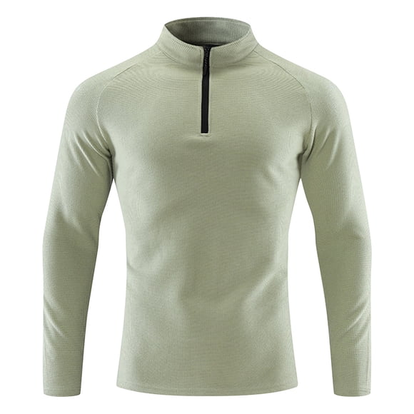 pstuiky Camisas casuales de manga larga para hombre, Camiseta deportiva ligera y transpirable de manga larga con cuello alto y color sólido para hombre tops de invierno para hombre l