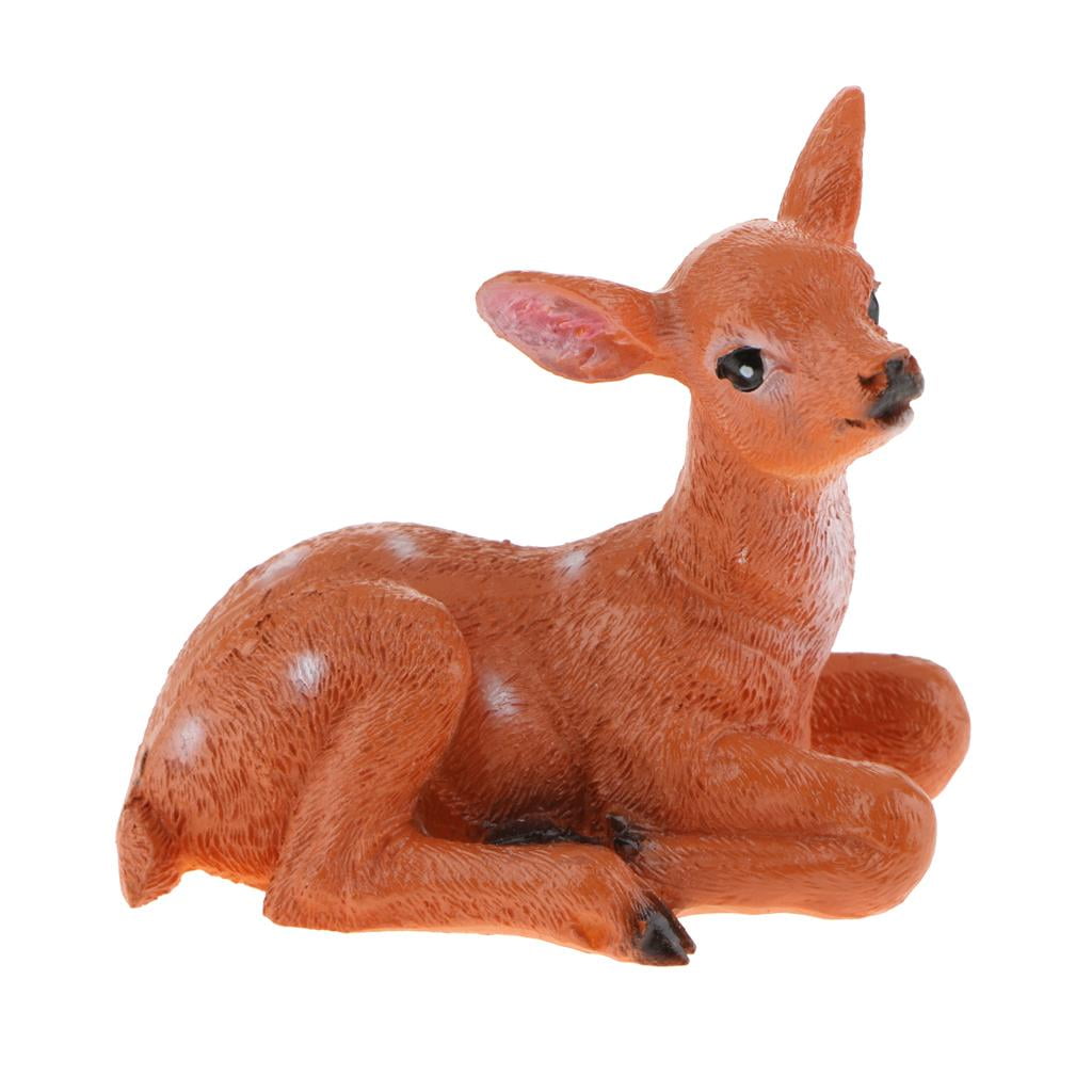 Creative Mini Deer Statues Left Lying Fairy Garden Supplies Home Art Decor 