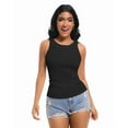 thumbnail image 2 of Womens Sleeveless Ribbed Fitted Tank Top Racerback Crew Neck Casual Vest, 2 of 6