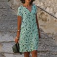 thumbnail image 2 of Pompotops Femmes Mode Casual Été Couleur Unie Manches Courtes Col Rond Tops Blouse, 2 of 8