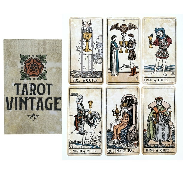 Cartas de tarot Vintage con guía PDF, juego de mesa, adivinación4471