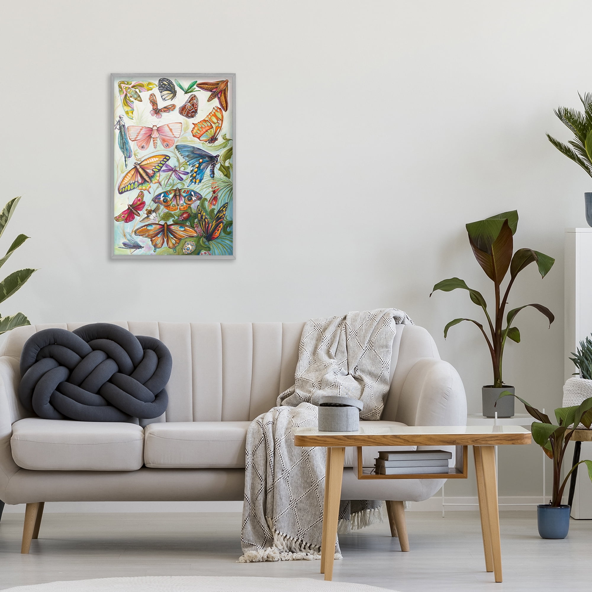 Stupell Industries Colorful Butterfly Conservatory Gray Framed Giclee Art, design by Diannart