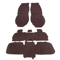 Ikon Motorsports 5-Seat Car Seat Covers Compatible with 2009-2023 Dodge Ram 1500, 2010-2023 Dodge Ram 2500/3500 Pickup with Split Seat Brown PU Leather Seat Cover Cushion Protectors